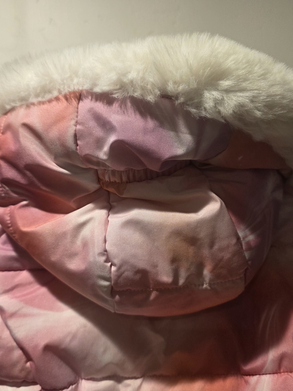 Gerry Toddler Girls Pink Tie-Dye Puffer Jacket Faux Fur Hood Size 2T - Picture 8 of 12